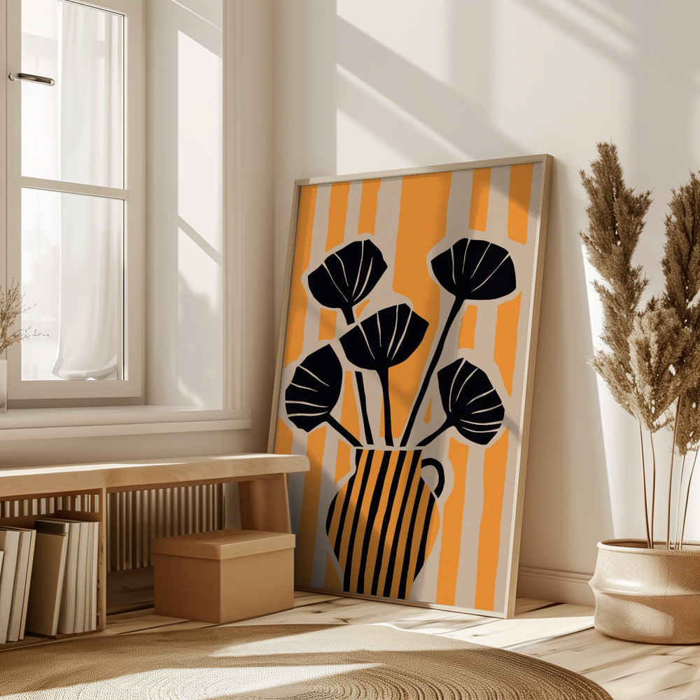 Striped Still Life Yellow Poster