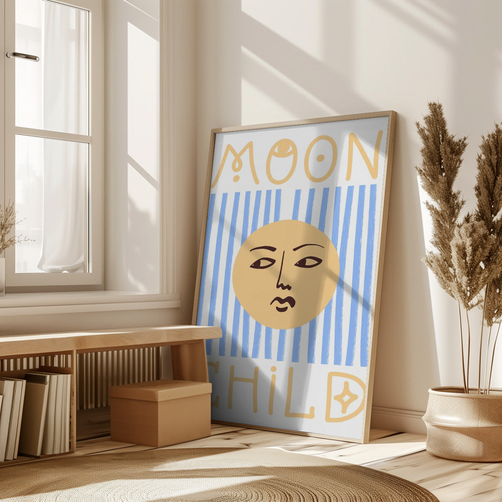 Striped Moon Child Poster