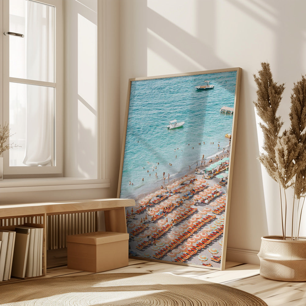 Positano Beach Scene Poster