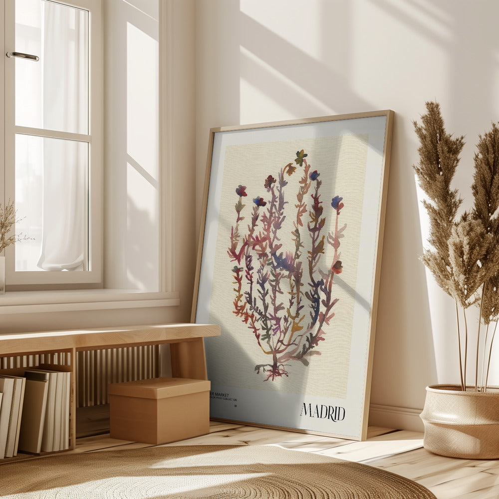 Watercolor print collection. Flower market - Madrid Poster