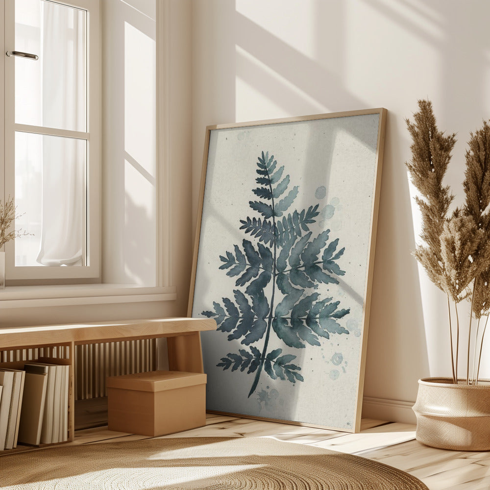 Teal watercolor fern 1 Poster