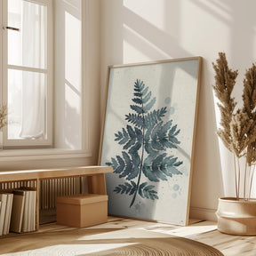 Teal watercolor fern 1 Poster