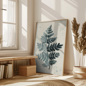 Teal watercolor fern 2 Poster