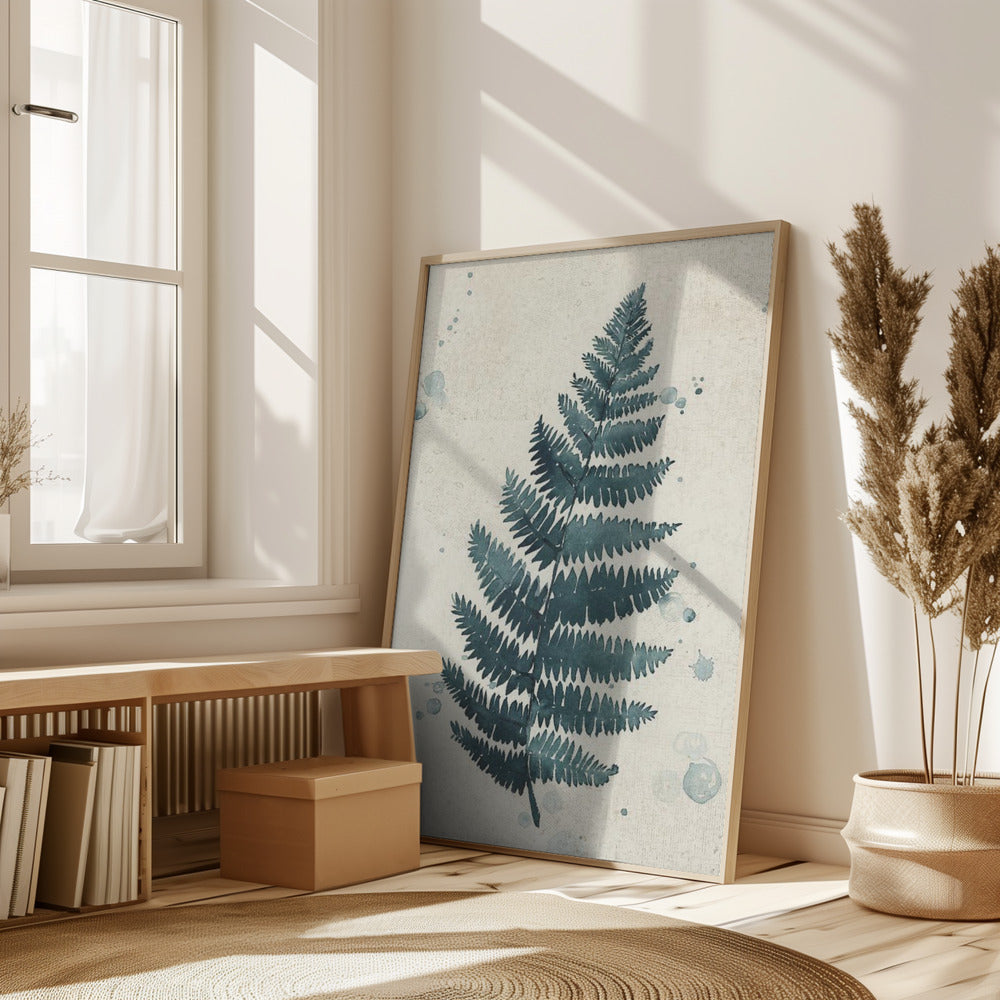 Teal watercolor fern 3 Poster