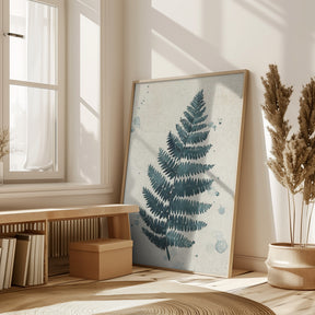 Teal watercolor fern 3 Poster