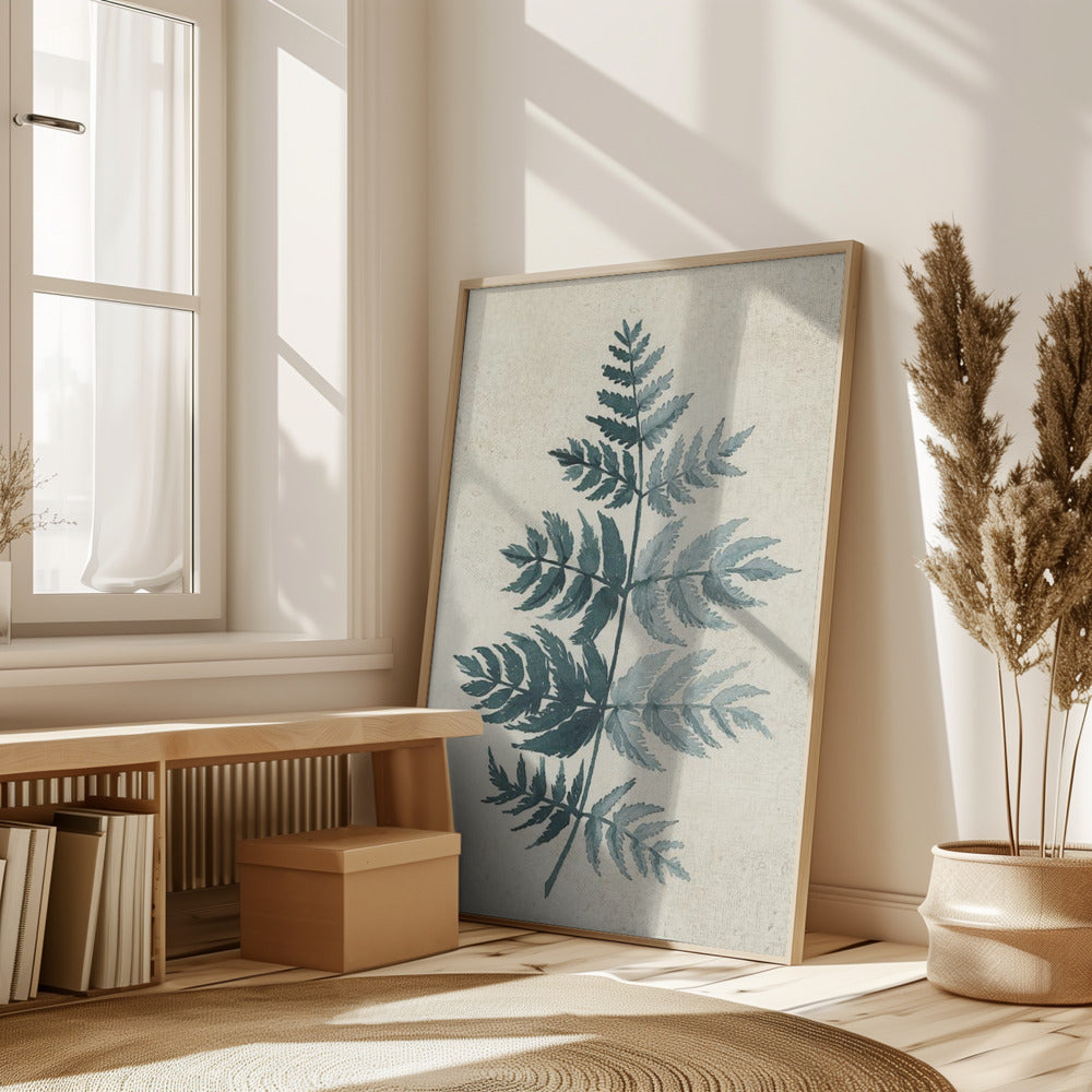 Teal watercolor fern 4 Poster