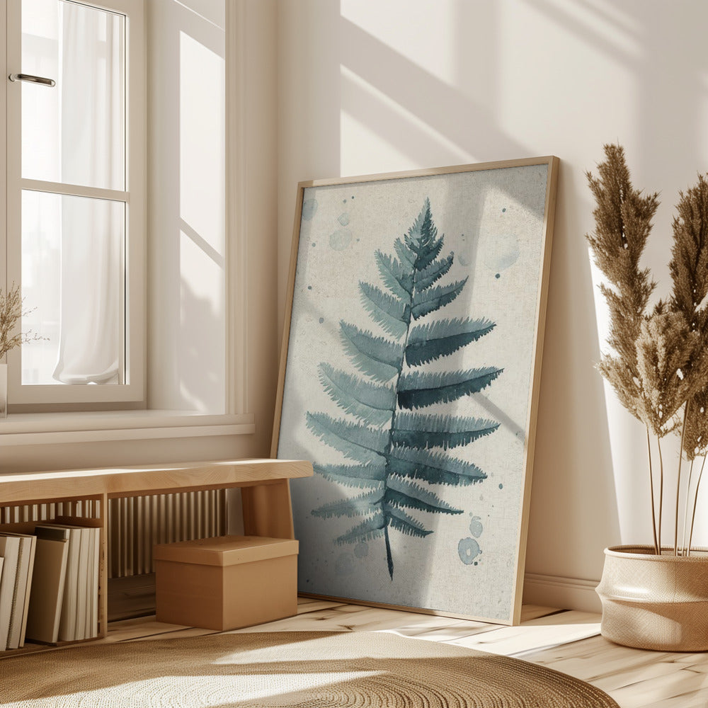 Teal watercolor fern 6 Poster