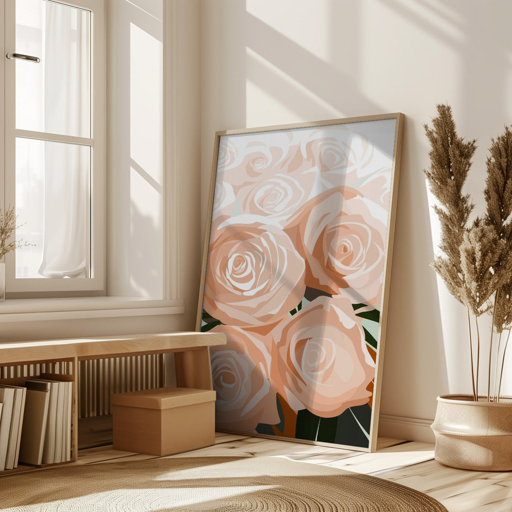 Coral roses Poster