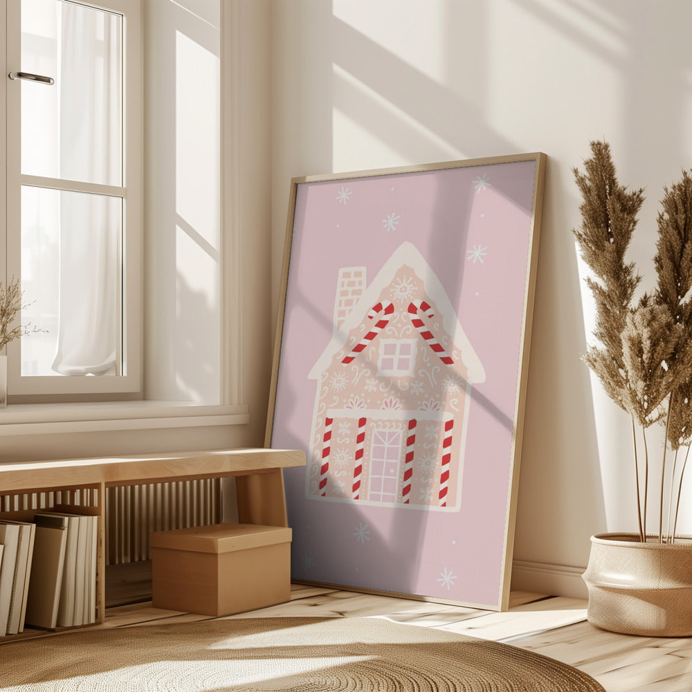 Pink Gingerbread House Poster