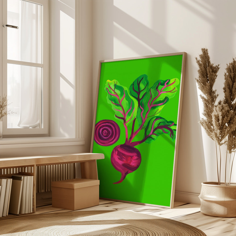 Beetroot Swirl Green Poster