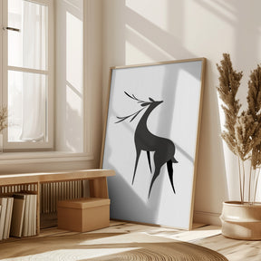 Stylized retro deer (grey) Poster