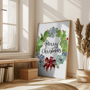 Cacti and succulent merry Christmas wreath Poster