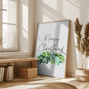 Watercolor greenery Merry Christmas Poster