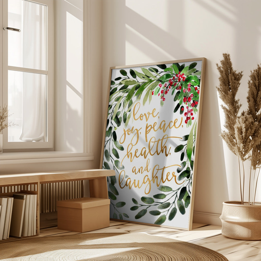 Holiday wishes with watercolor bouquet Poster