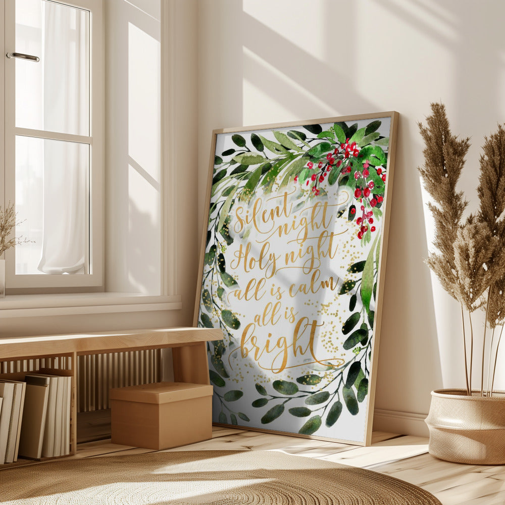 Silent night watercolor bouquet Poster