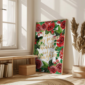 Best wishes holiday red roses Poster