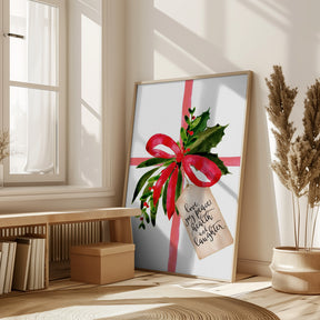 Watercolor gift with holiday wishes Poster