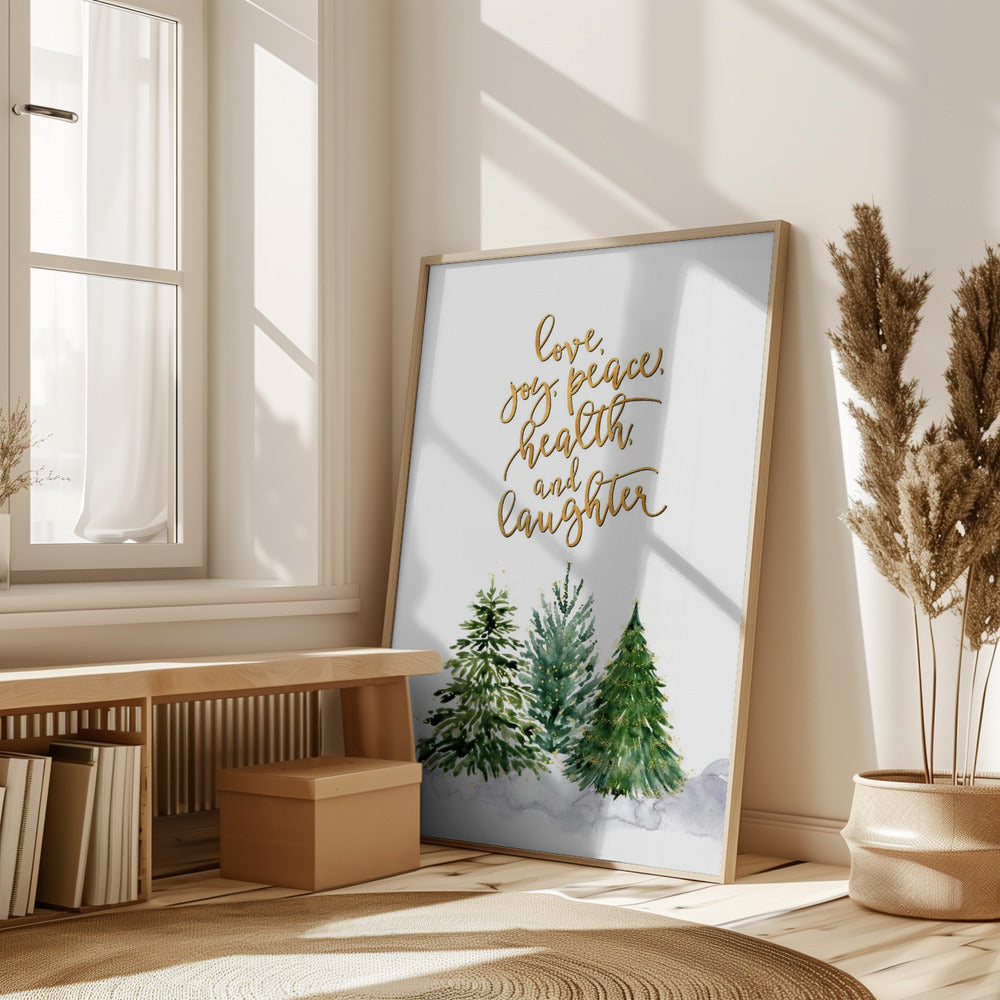 Christmas trees with holiday wishes Poster