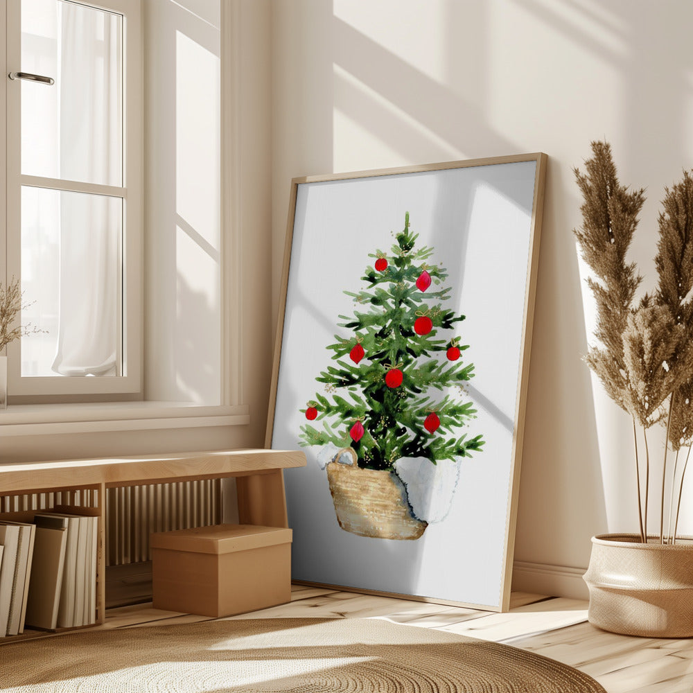 Cozy watercolor Christmas tree Poster