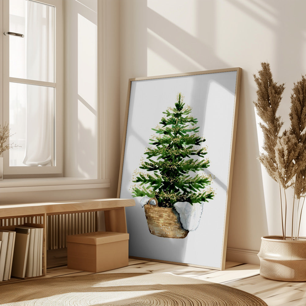 Cozy watercolor Christmas tree (2) Poster