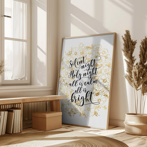 Silent night with gold flowers Poster