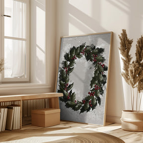 Antique holly wreath Poster