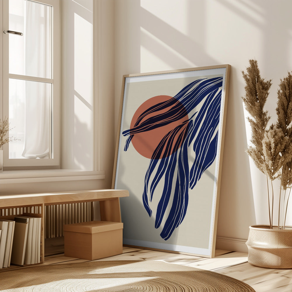 Sunset and leafs Poster