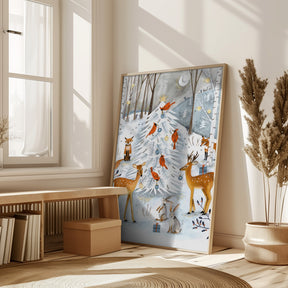 Christmas in the winter animal forest Poster