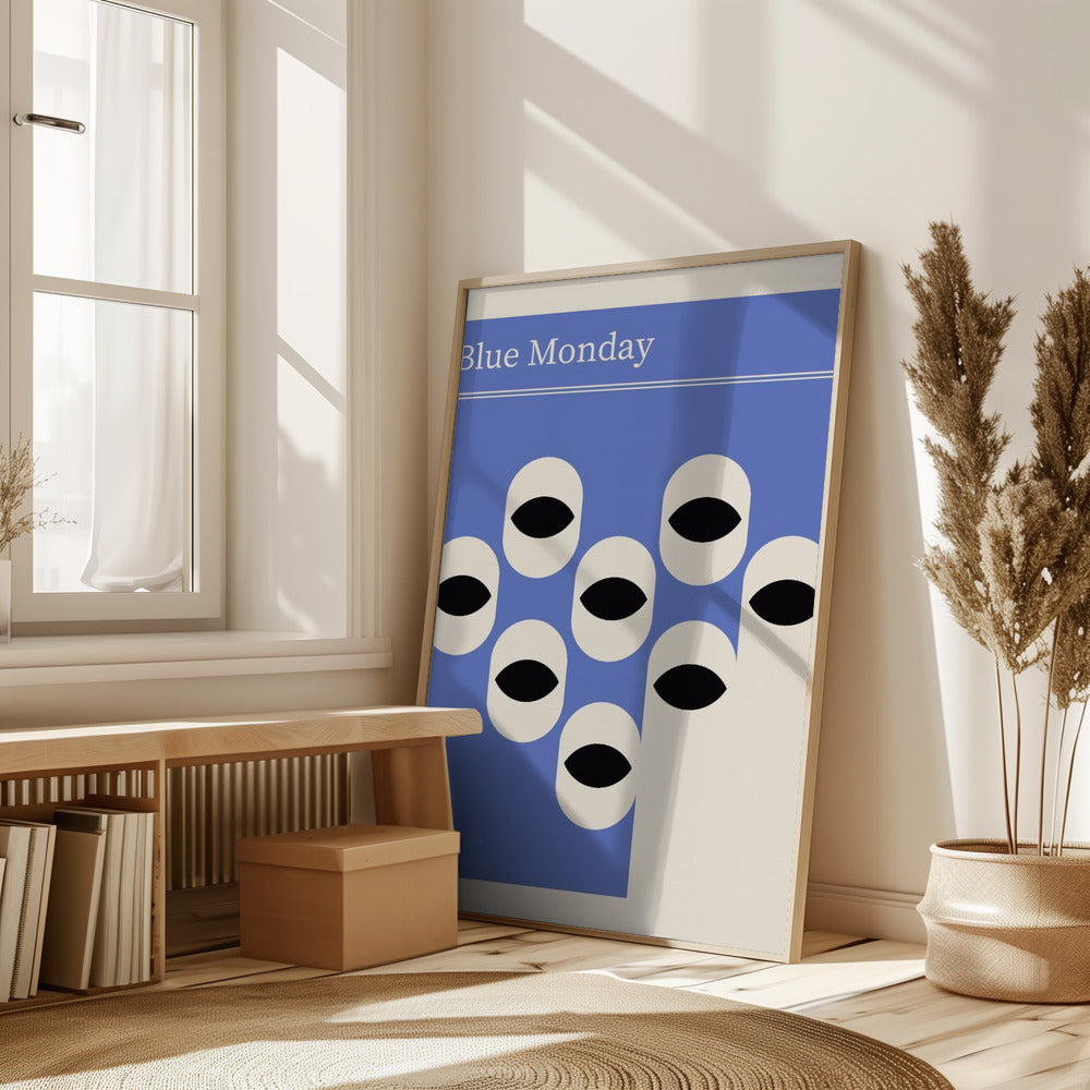 Blue Monday Abstract Retro Poster