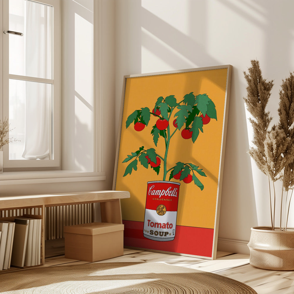 Campbells Soup Tomato Plant Retro Illustration Poster