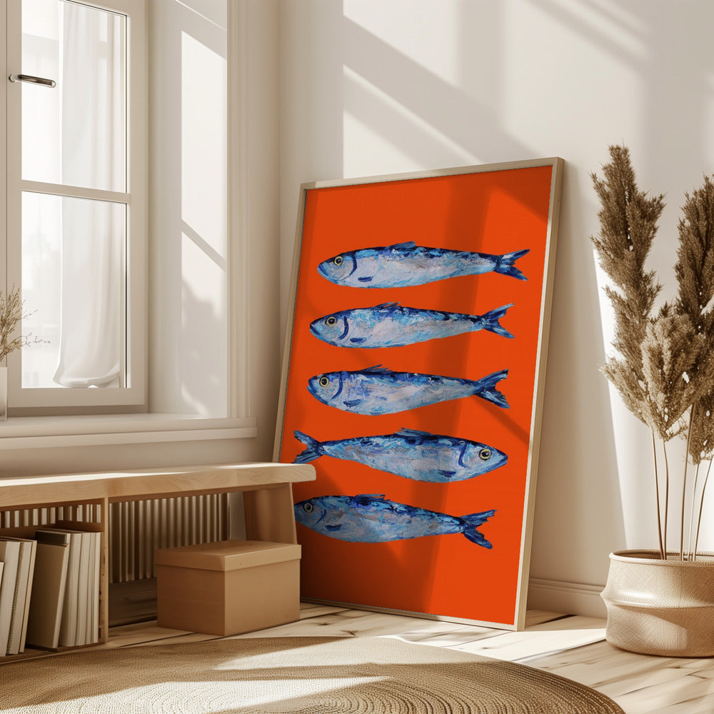 Sardines on Orange Poster