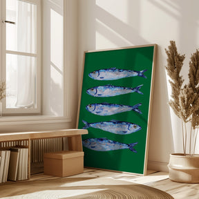 Sardines Forest Green Poster