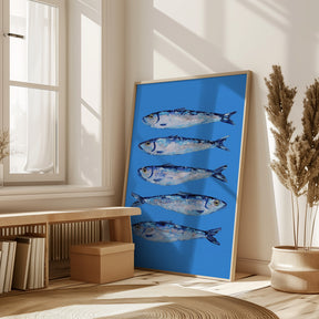 Sardines on Blue Poster