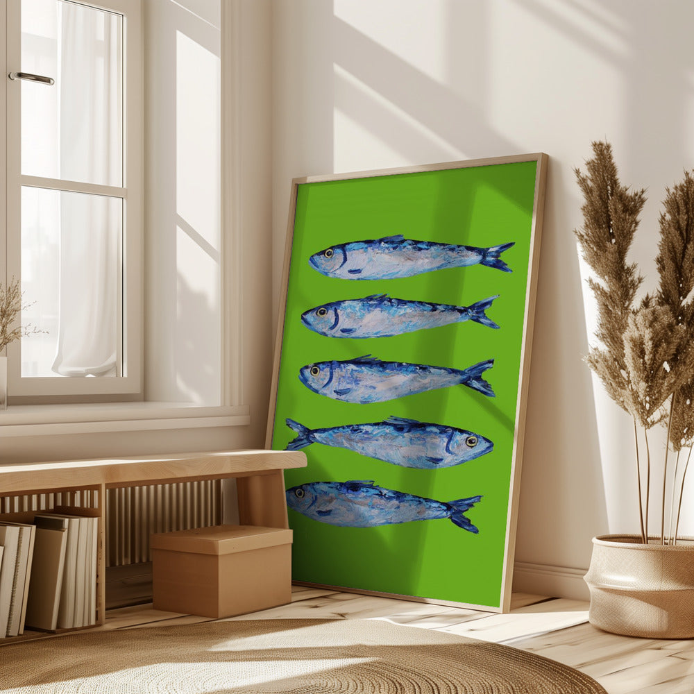 Sardines Lime Green Poster