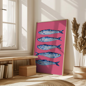 Sardines on Pink Poster