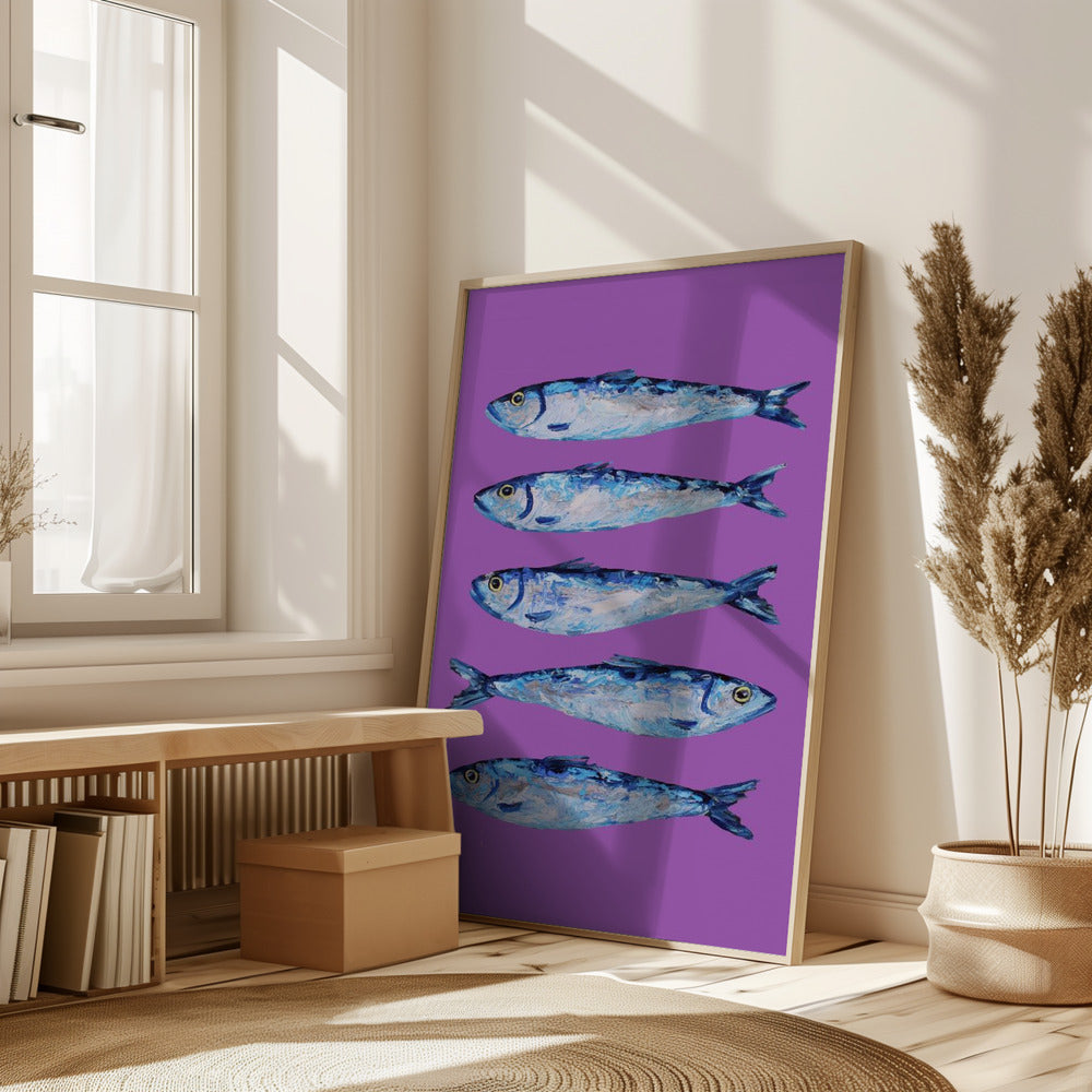 Sardines on Purple Poster