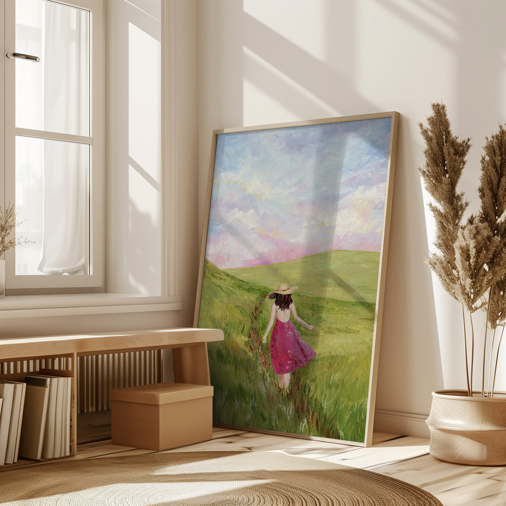 Girl in a meadow Poster