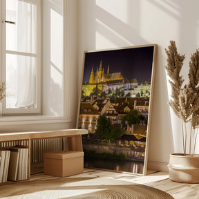 Prague Castle and St. Vitus Cathedral by night Poster