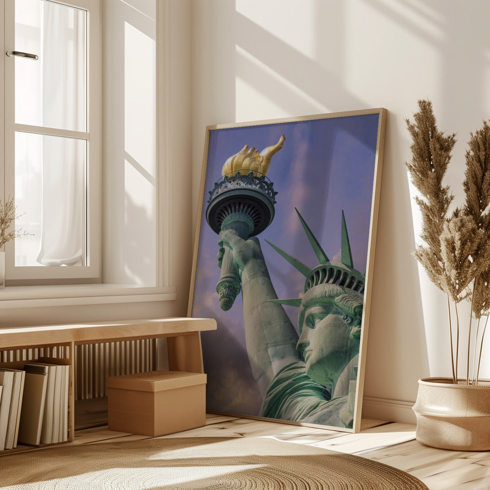 NEW YORK CITY Statue of Liberty at sunset Poster