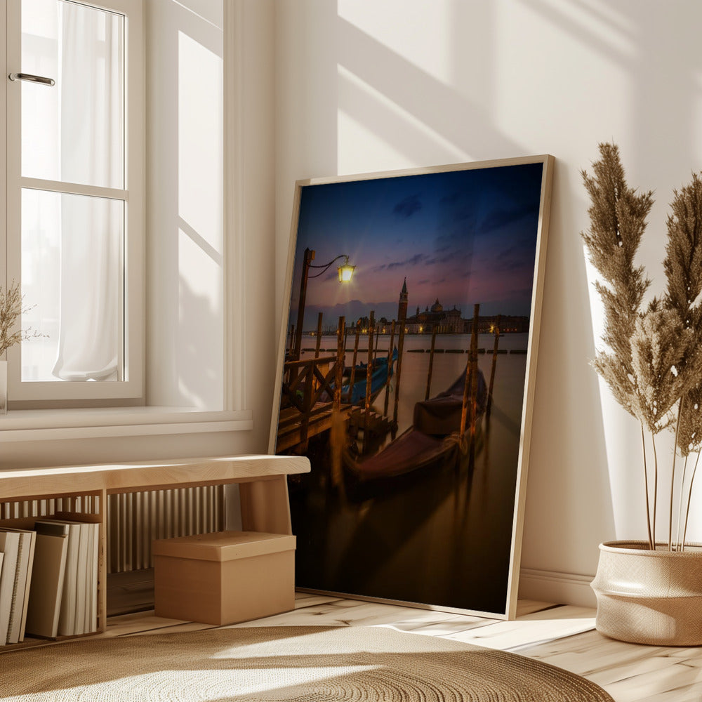 VENICE Gondolas during Blue Hour Poster