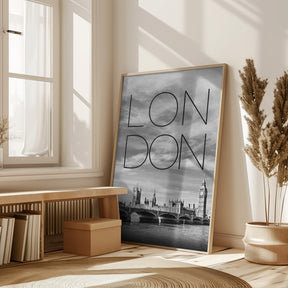 LONDON Westminster Bridge | Text &amp; Skyline Poster