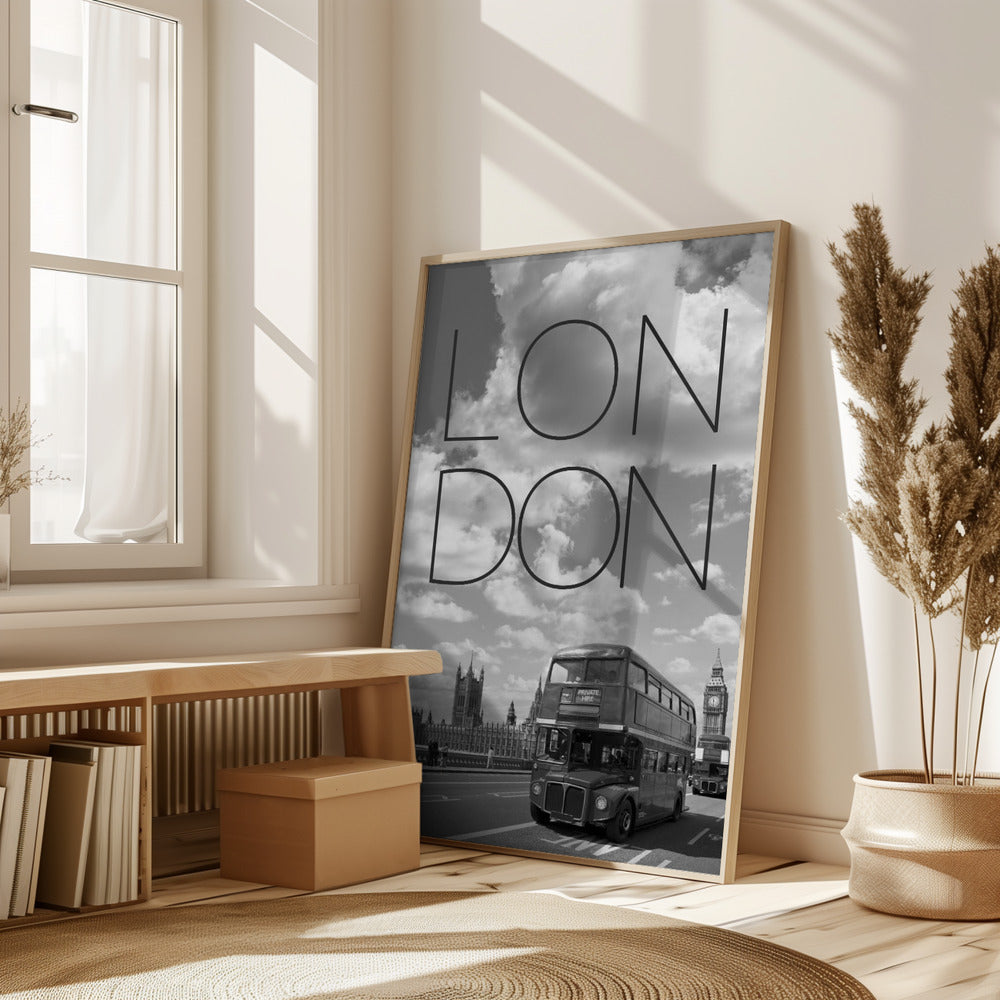 Busses in London | Text &amp; Skyline Poster