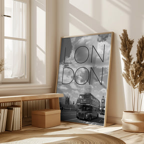 Busses in London | Text &amp; Skyline Poster