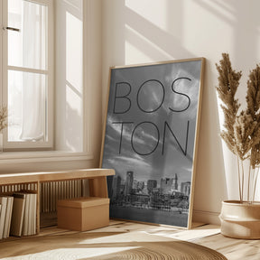 BOSTON Skyline Financial District &amp; North End | Text &amp; Skyline Poster