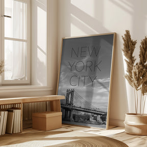 NYC Manhattan Bridge | Text &amp; Skyline Poster