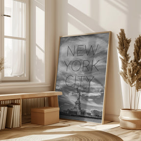 NYC Statue of Liberty | Text &amp; Skyline Poster