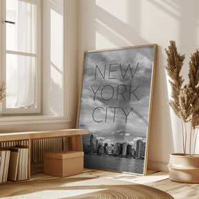 NYC Lower Manhattan &amp; Hudson River | Text &amp; Skyline Poster