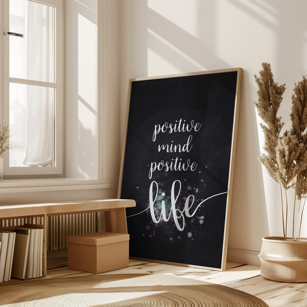 Text Art POSITIVE MIND POSITIVE LIFE Poster