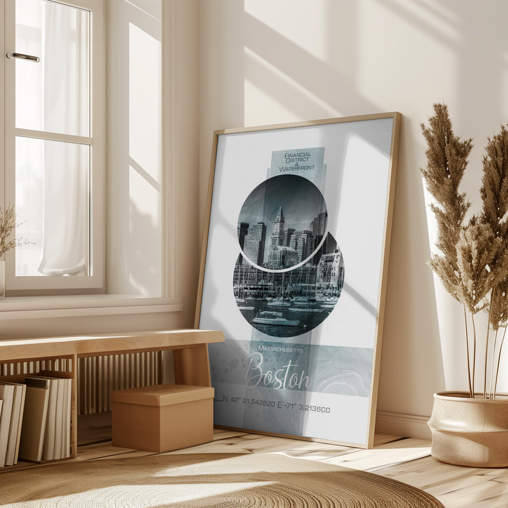 Poster Art BOSTON Waterfront | turquoise marble Poster