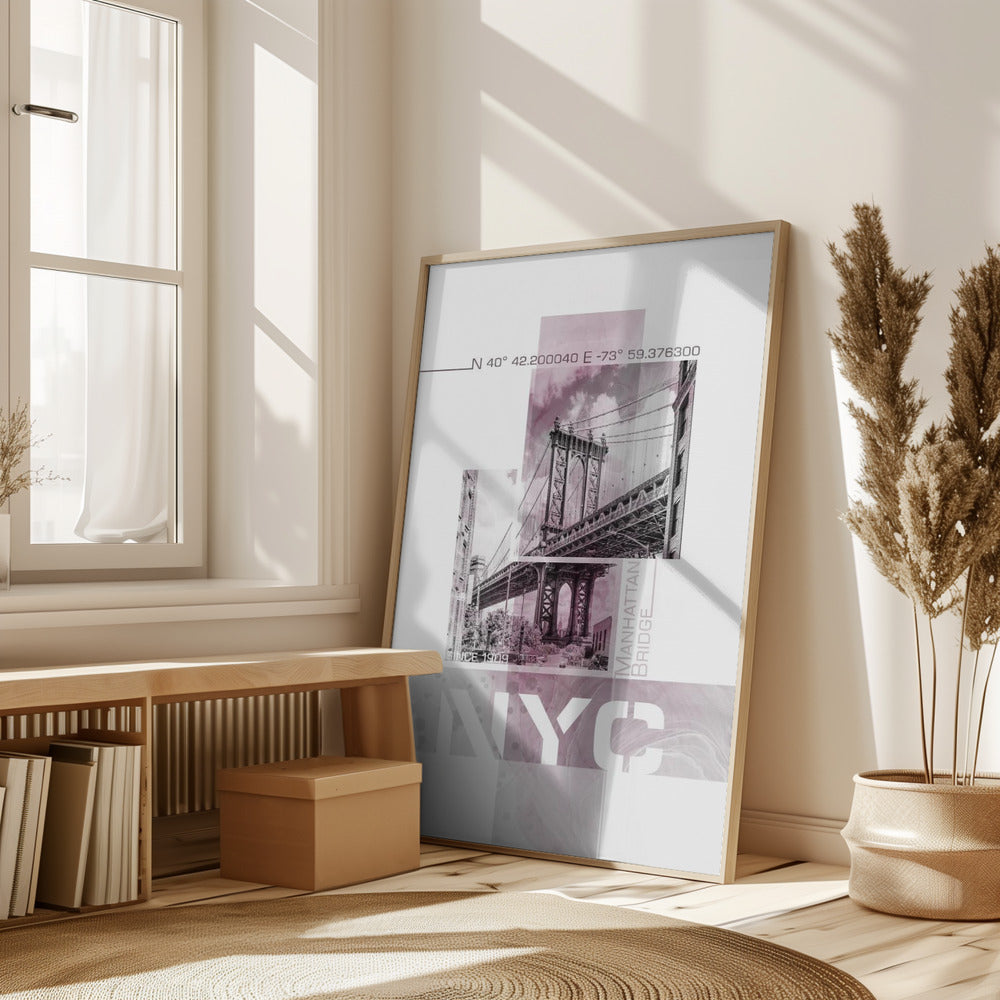 Poster Art NYC Manhattan Bridge | pink marble Poster